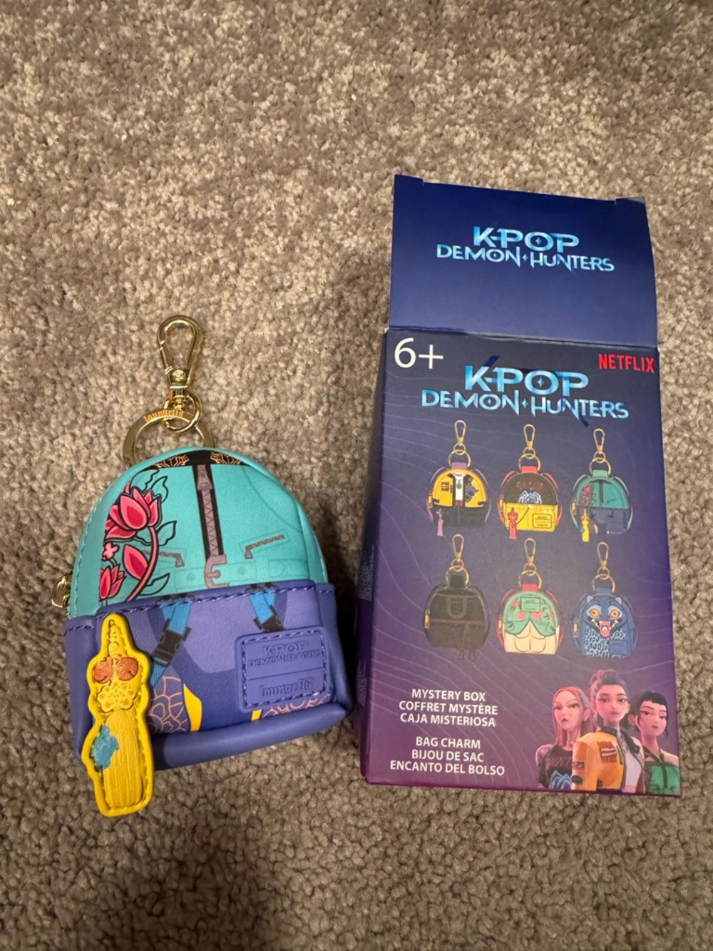 K-Pop Demon Hunters Mini Backpack Bag Charm - Teal & Purple